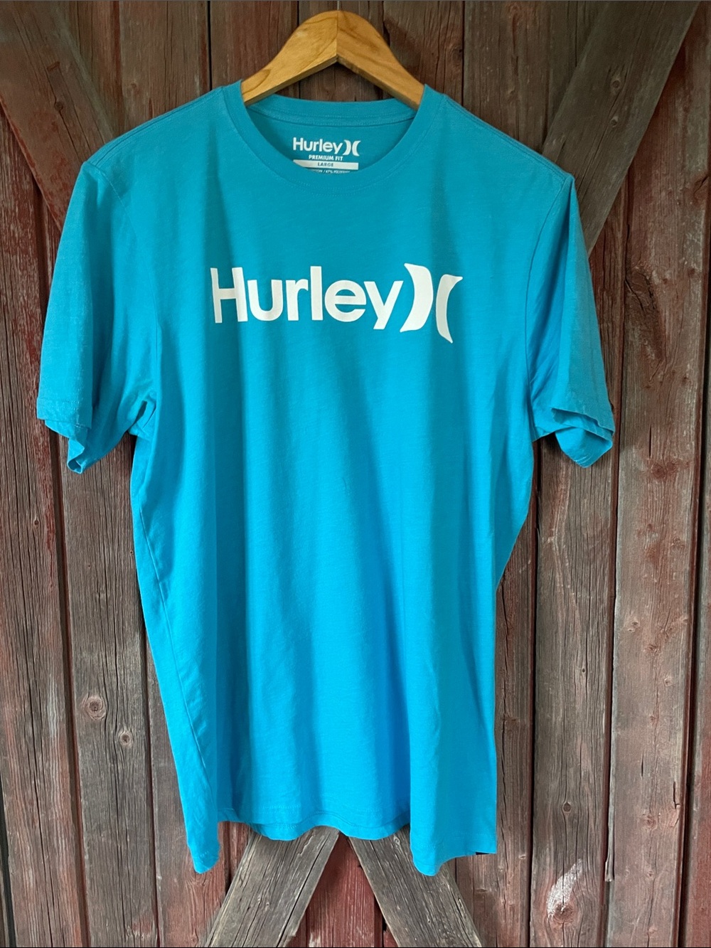 Hurley Men's Bright Teal Graphic Logo Tee